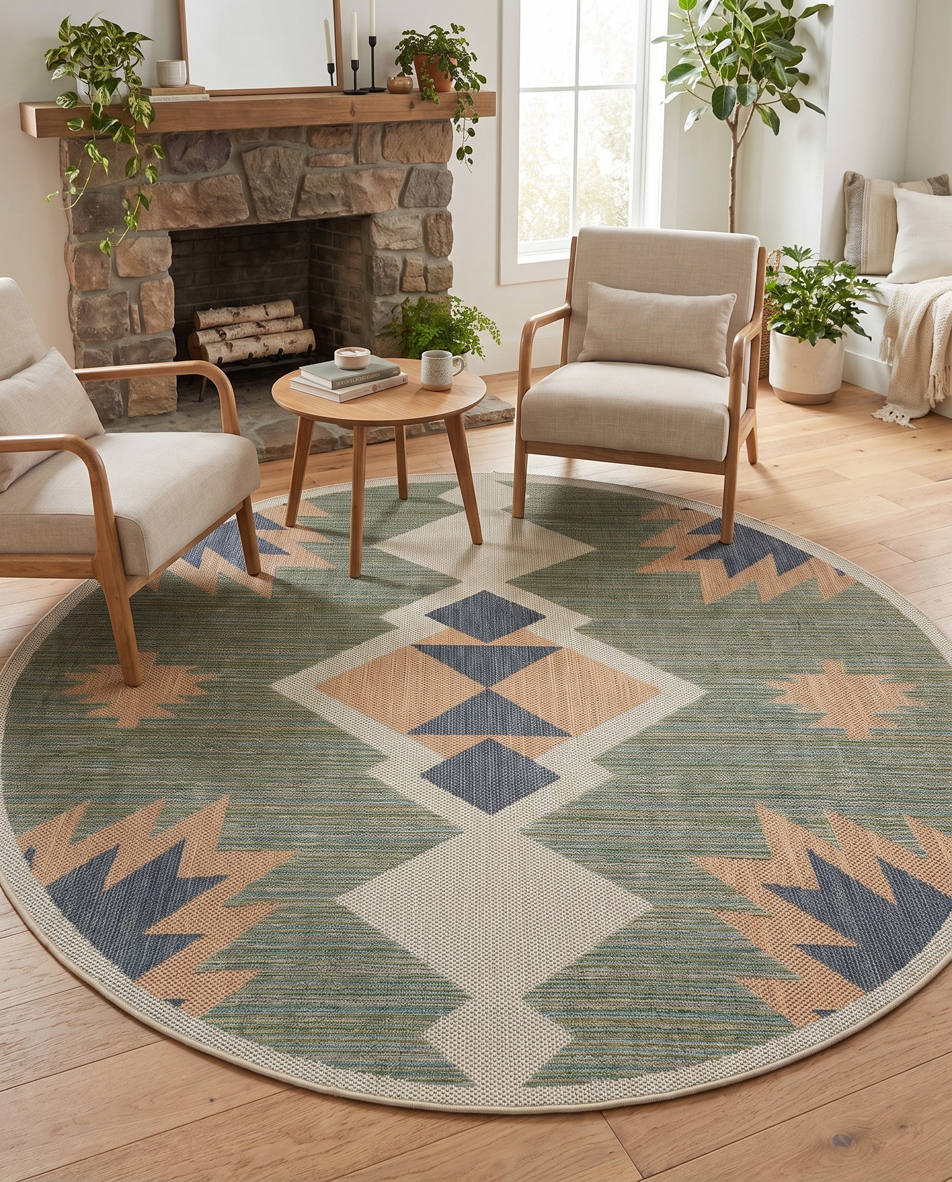7' x 7' Easy-Clean Baja Indoor / Outdoor Round Rug