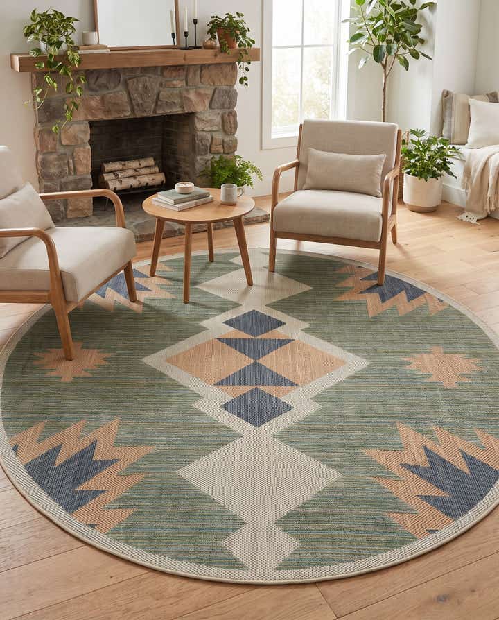 7' x 7' Easy-Clean Baja Indoor / Outdoor Round Rug