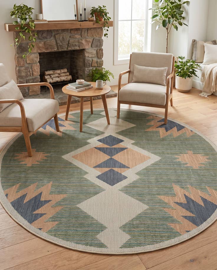 Detail image of 7' x 7' Easy-Clean Baja Indoor / Outdoor Round Rug