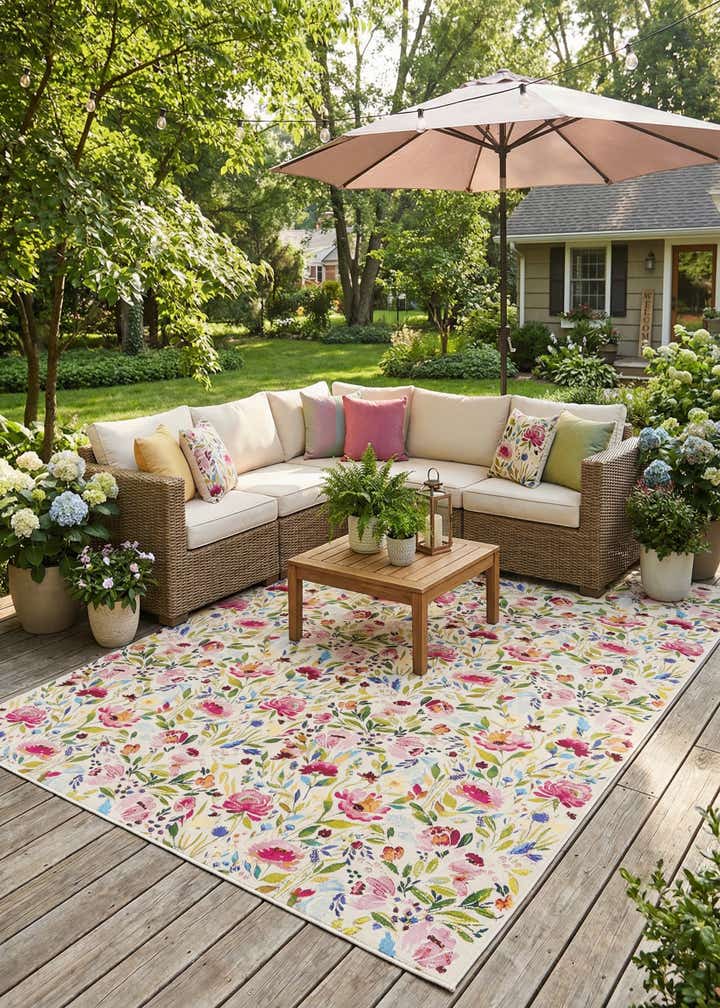 10' x 14' 2 Easy-Clean Botanical Indoor / Outdoor Rug