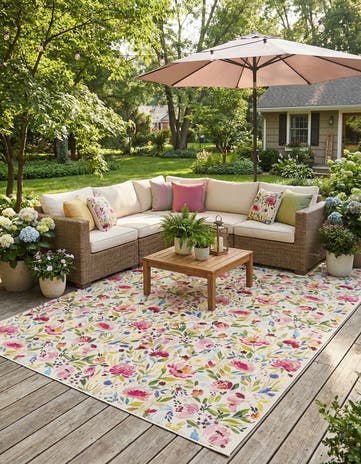 10' x 14' 2 Easy-Clean Botanical Indoor / Outdoor Rug