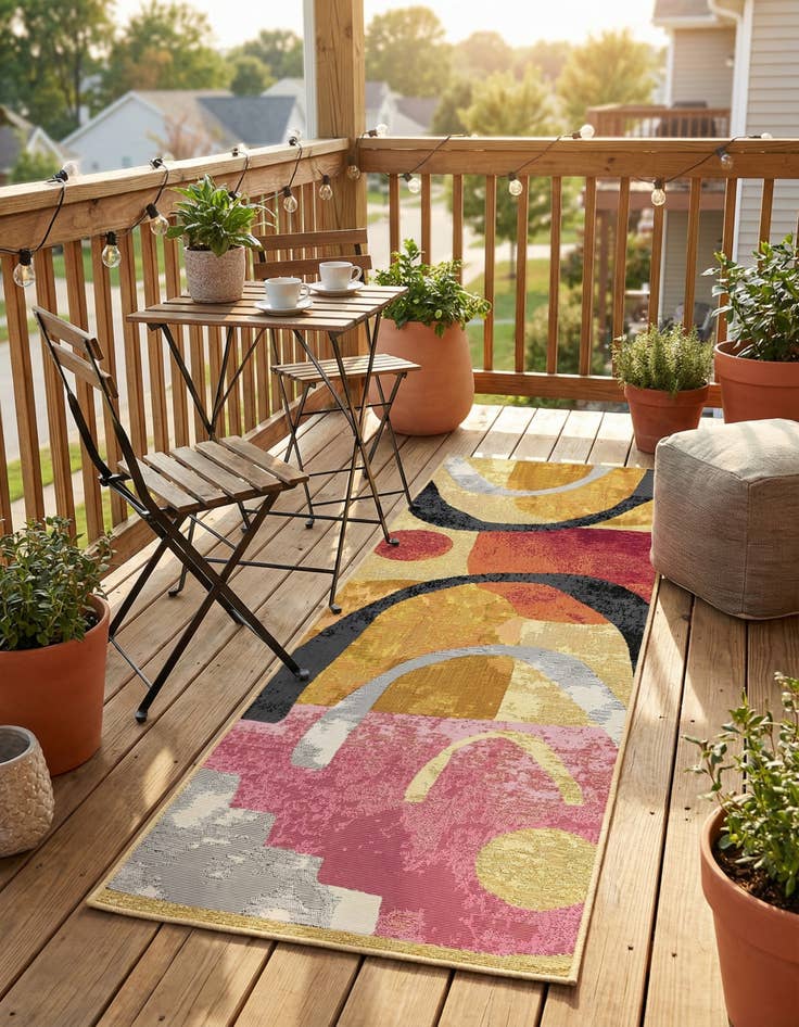 Detail image of 2' x 6'  Washable Modern Indoor / Outdoor Runner Rug