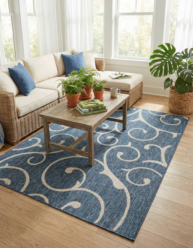 Detail image of 6' x 9' Easy-Clean Botanical Indoor / Outdoor Rug