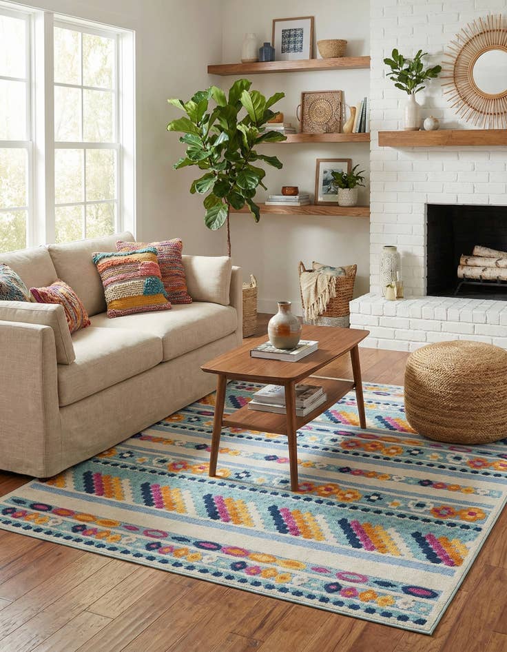 Detail image of 7' 10 x 7' 10  Washable Aruba Indoor / Outdoor Square Rug