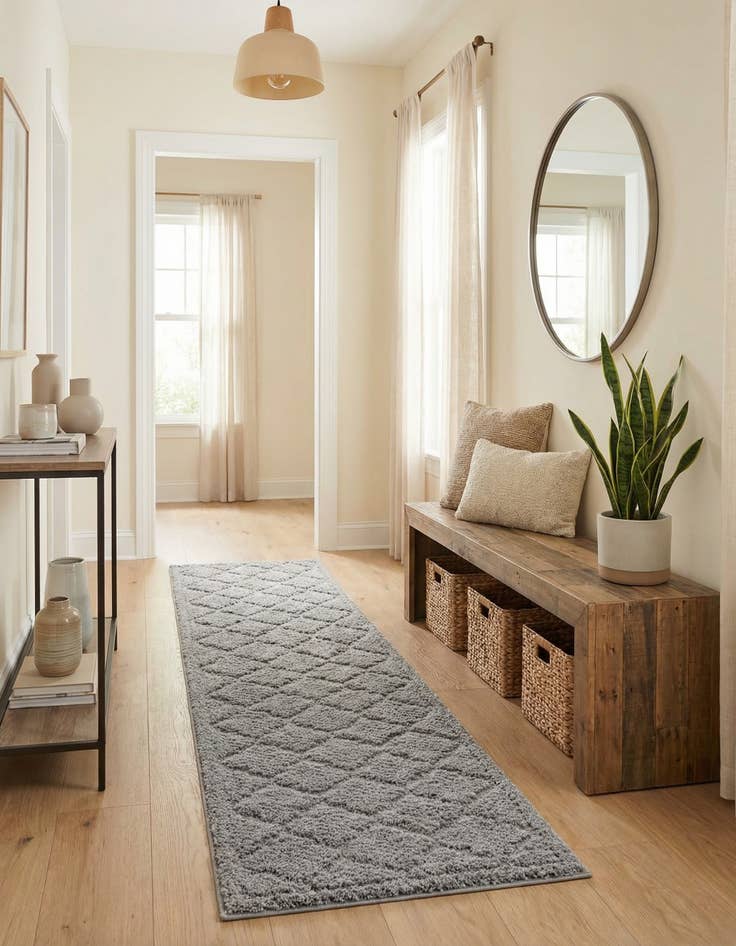 Detail image of  2' 7 x 10' Lattice Shag Runner Rug