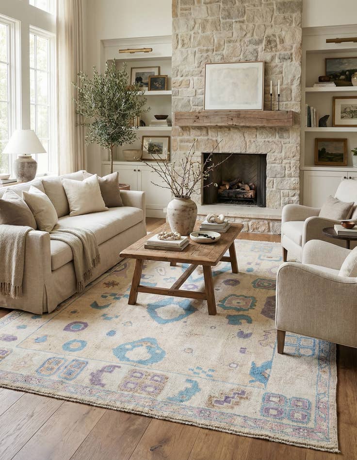 Detail image of 8' 10 x 11' 10  Hand Knotted Oushak Wool Rug