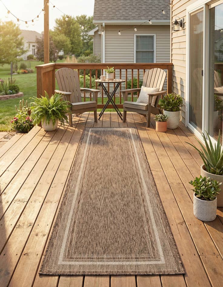 Detail image of  2' 7 x 10'  Washable Border Indoor / Outdoor Runner Rug