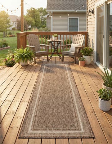 2' 7 x 10' Easy-Clean Border Indoor / Outdoor Runner Rug