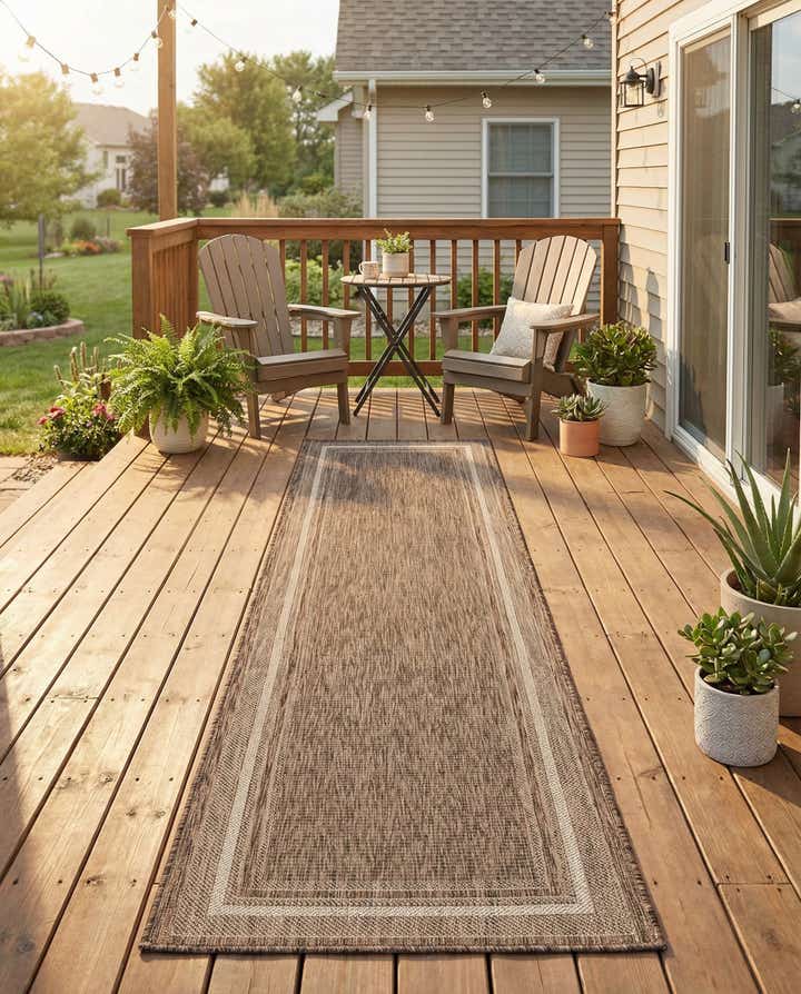 2' 7 x 10' Easy-Clean Border Indoor / Outdoor Runner Rug