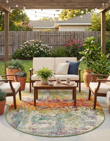 5' x 8' Easy-Clean Modern Indoor / Outdoor Oval Rug