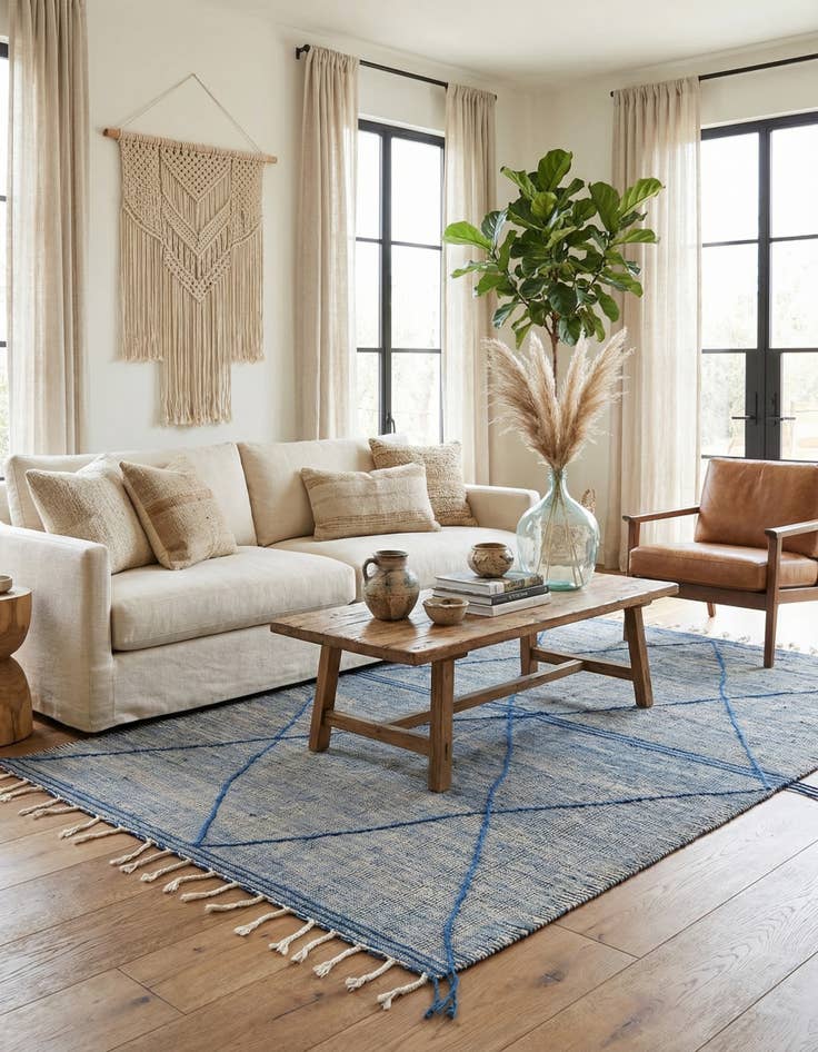 Detail image of 6' 8 x 10' 5  Hand Knotted Moroccan Wool Rug