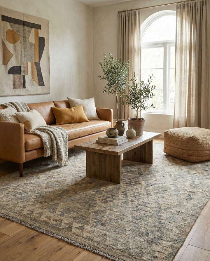 5' 9 x 7' 8 Hand Woven Kilim Maymana Wool Rug