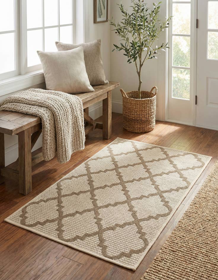 Detail image of  2' 2 x 3'  Washable Lattice Indoor / Outdoor Rug