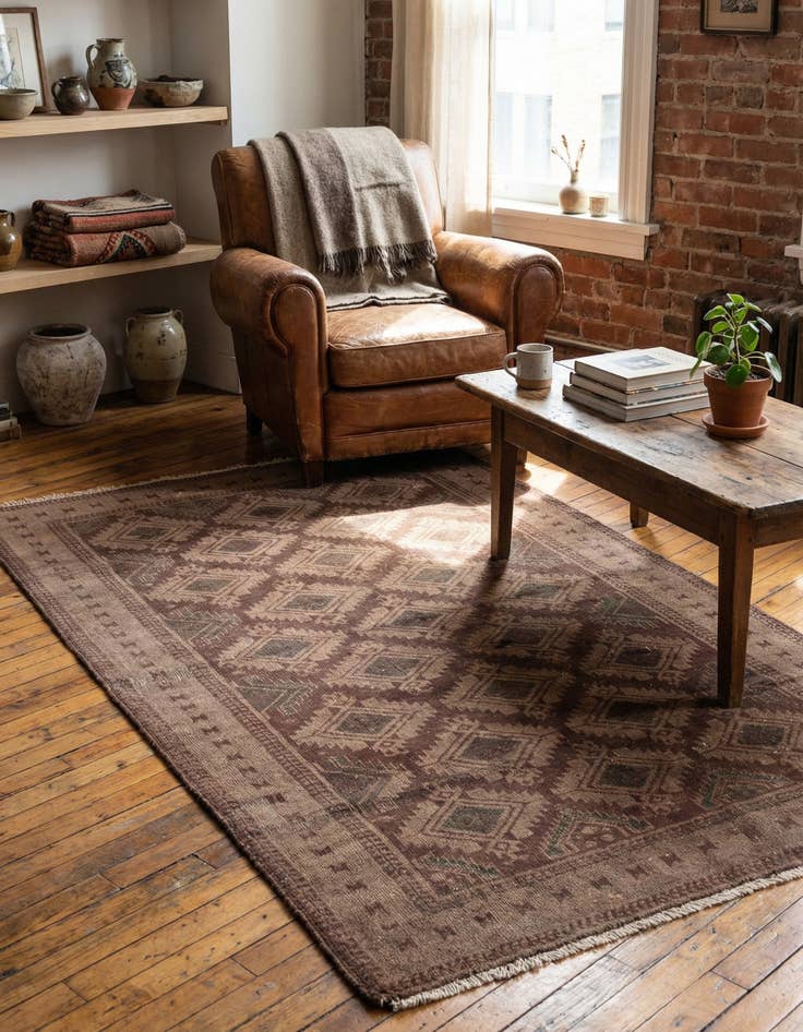 Detail image of 3' 9 x 6' 4 Hand Knotted Ultra Vintage Persian Wool Rug