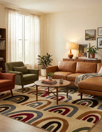 Cream Cafe Square Rug