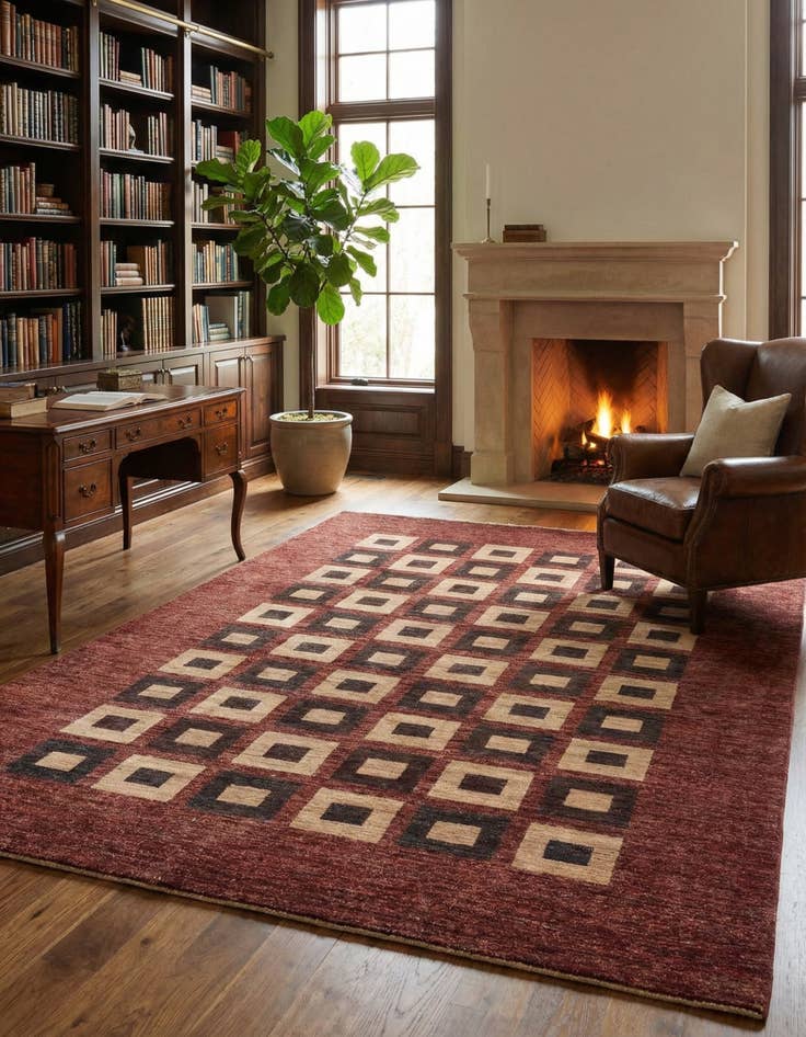 Detail image of  6' 9 x 9' 10  Hand Knotted Modern Ziegler Oriental Rug