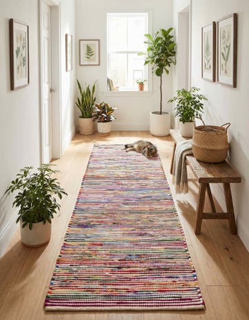 2' x 6' 1 Hand Woven Chindi Cotton Runner Rug