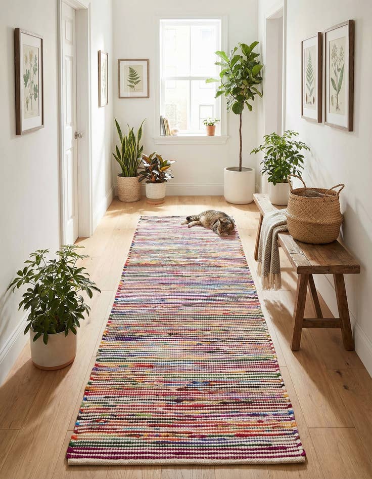 Detail image of 2' x 6' 1  Hand Woven Chindi Cotton Runner Rug