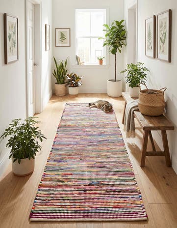 2' x 6' 1 Hand Woven Chindi Cotton Runner Rug