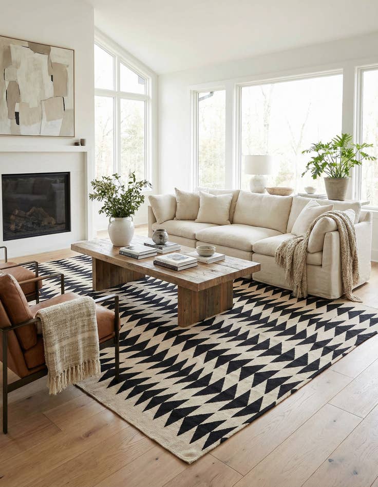 Detail image of  8' 2 x 9' 9  Hand Woven Kilim Modern Wool Rug