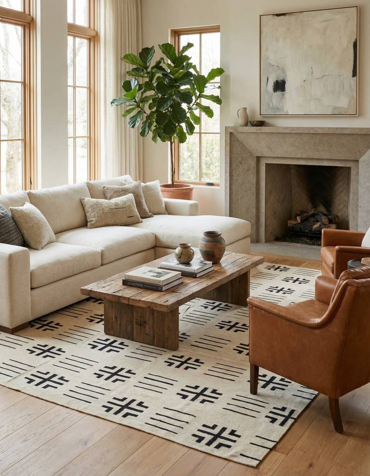 Detail image of 8' 6 x 9' 5  Hand Woven Kilim Modern Wool Rug