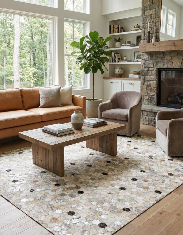 Detail image of 5' 2 x 7' 5 Cowhide Stocks Rug