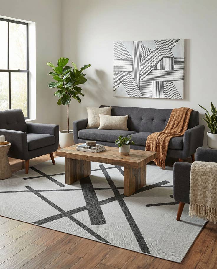 Detail image of 7' 10 x 7' 10 Easy-Clean Modern Indoor / Outdoor Square Rug