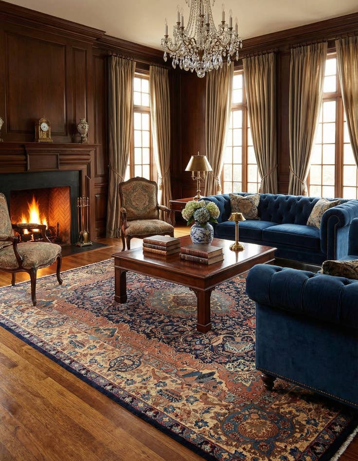 Detail image of 9' 7 x 12' 6  Hand Knotted Kashan Persian Rug