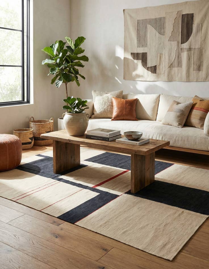 Detail image of 6' x 7' 8  Hand Woven Kilim Modern Wool Rug