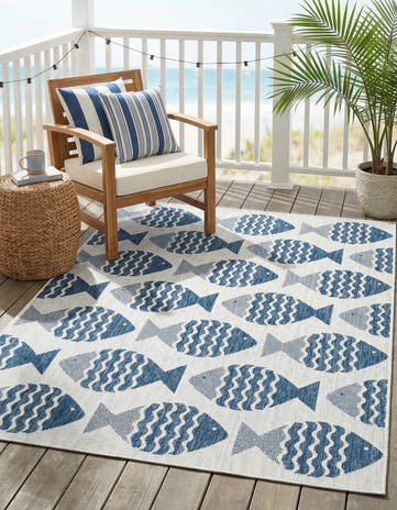 5' 3 x 7' Easy-Clean Coastal Indoor / Outdoor Rug