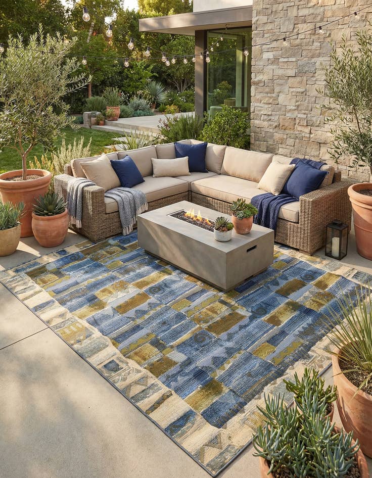 Detail image of 10' x 12' 2  Washable Modern Indoor / Outdoor Rug
