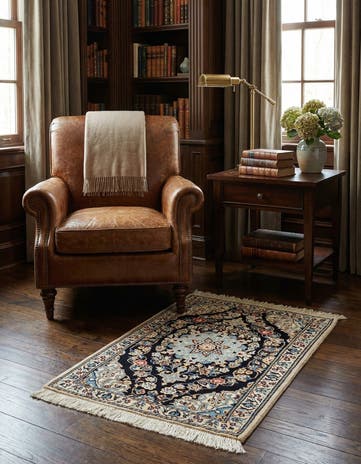 1' 9 x 2' 6 Hand Knotted Nain Rug