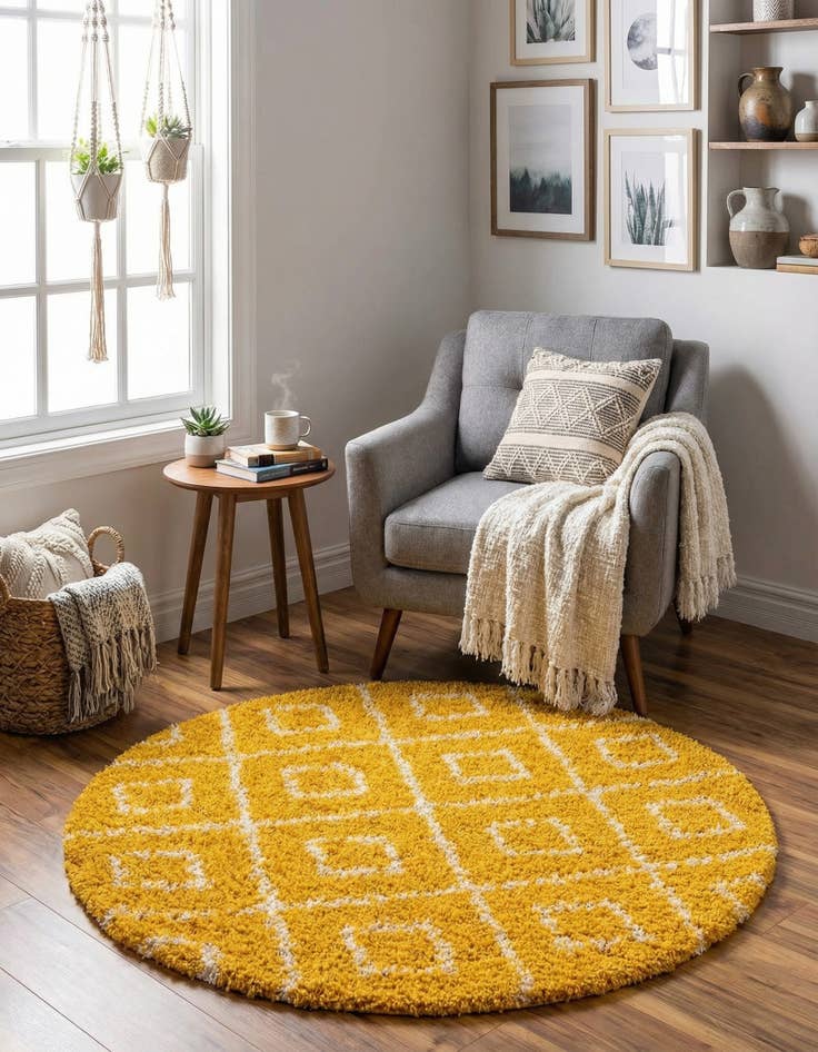 Detail image of  3' 3 x 3' 3 Lattice Shag Round Rug