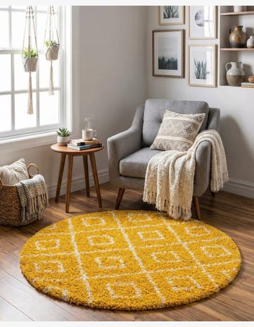 3' 3 x 3' 3 Trellis Shag Round Rug