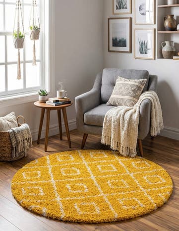 3' 3 x 3' 3 Lattice Shag Round Rug