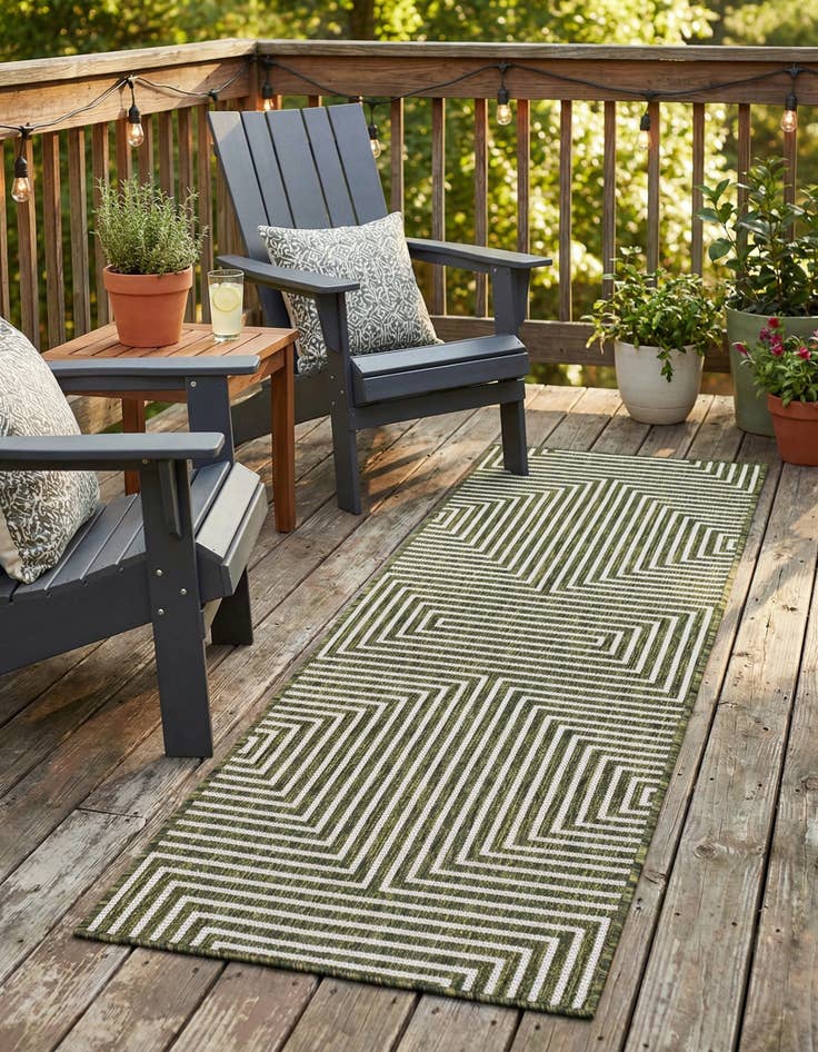 Detail image of 2' x 6'  Washable Modern Indoor / Outdoor Runner Rug