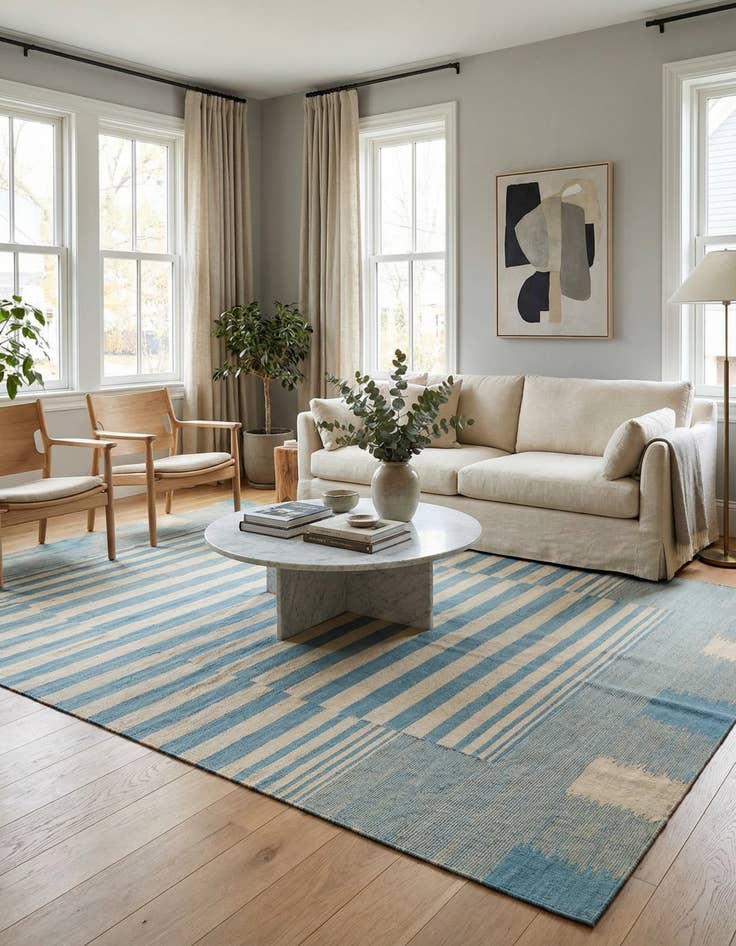 Detail image of 6' 7 x 9' 8  Hand Woven Kilim Modern Wool Rug