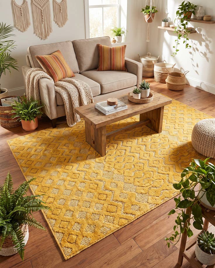 Detail image of 4' x 6' Easy-Clean Trellis Textured Indoor / Outdoor Rug