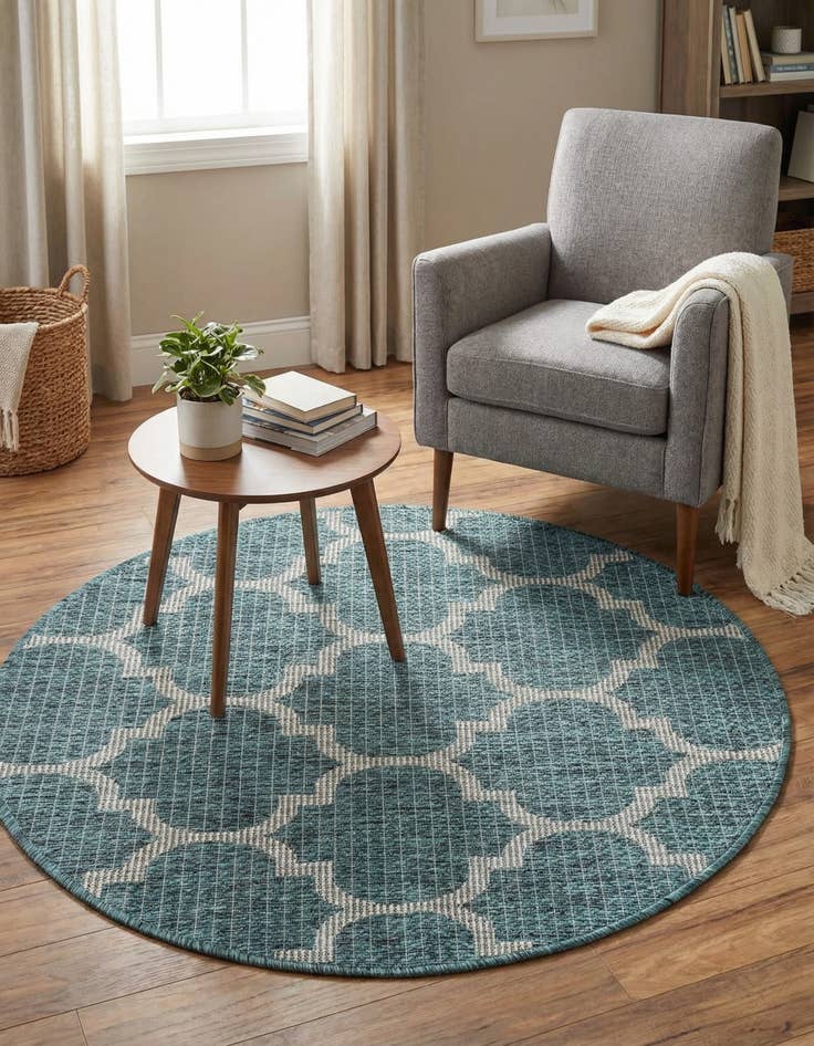 Detail image of  3' x 3'  Washable Lattice Indoor / Outdoor Round Rug