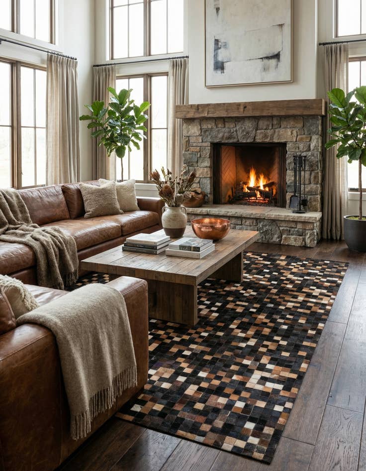 Detail image of 5' x 8' Cowhide Leather Rug