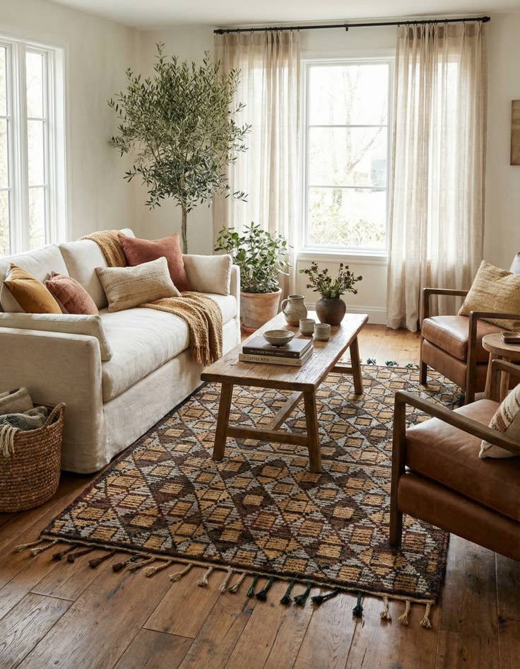 Detail image of 5' 6 x 7' 10  Hand Knotted Moroccan Wool Rug