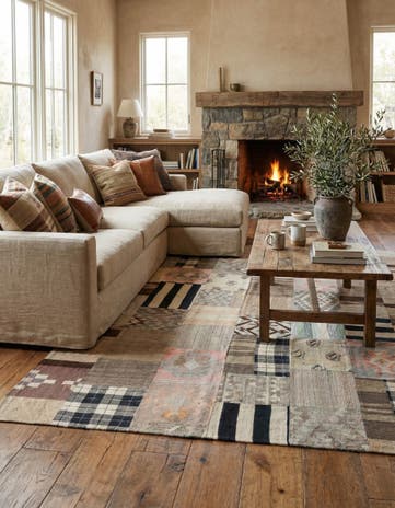 6' 7 x 9' 6 Hand Woven Kilim Patchwork Wool Rug