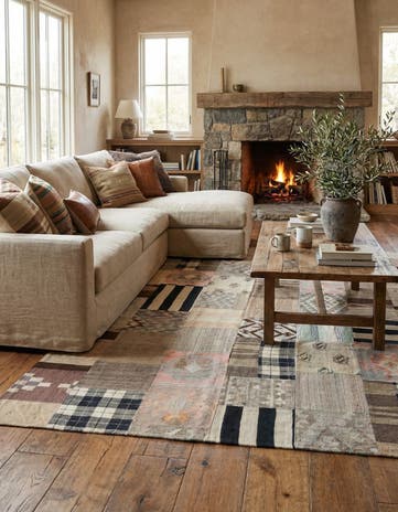 6' 7 x 9' 6 Hand Woven Kilim Patchwork Wool Rug