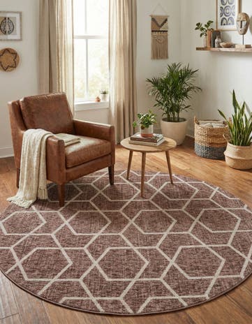 Dusty Rose Eco Trellis Round Rug
