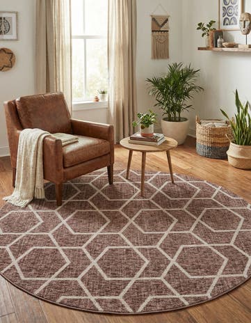Dusty Rose Eco Trellis Round Rug