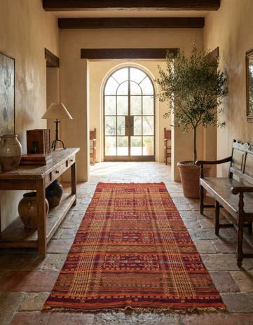 4' 9 x 11' 2 Hand Woven Kilim Fars Wool Runner Rug