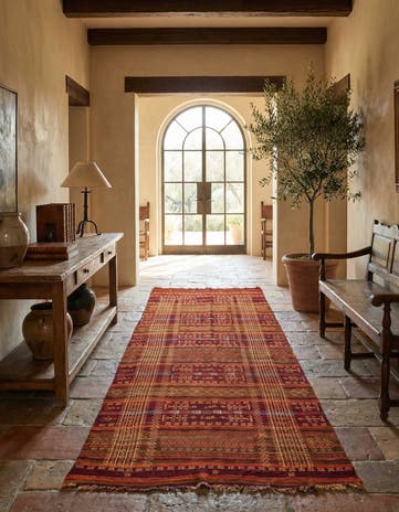 4' 9 x 11' 2 Hand Woven Kilim Fars Wool Runner Rug