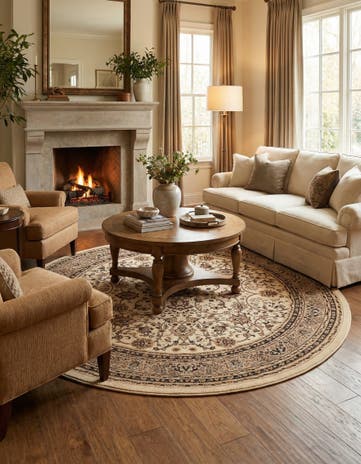 Ivory Yasmin Round Rug