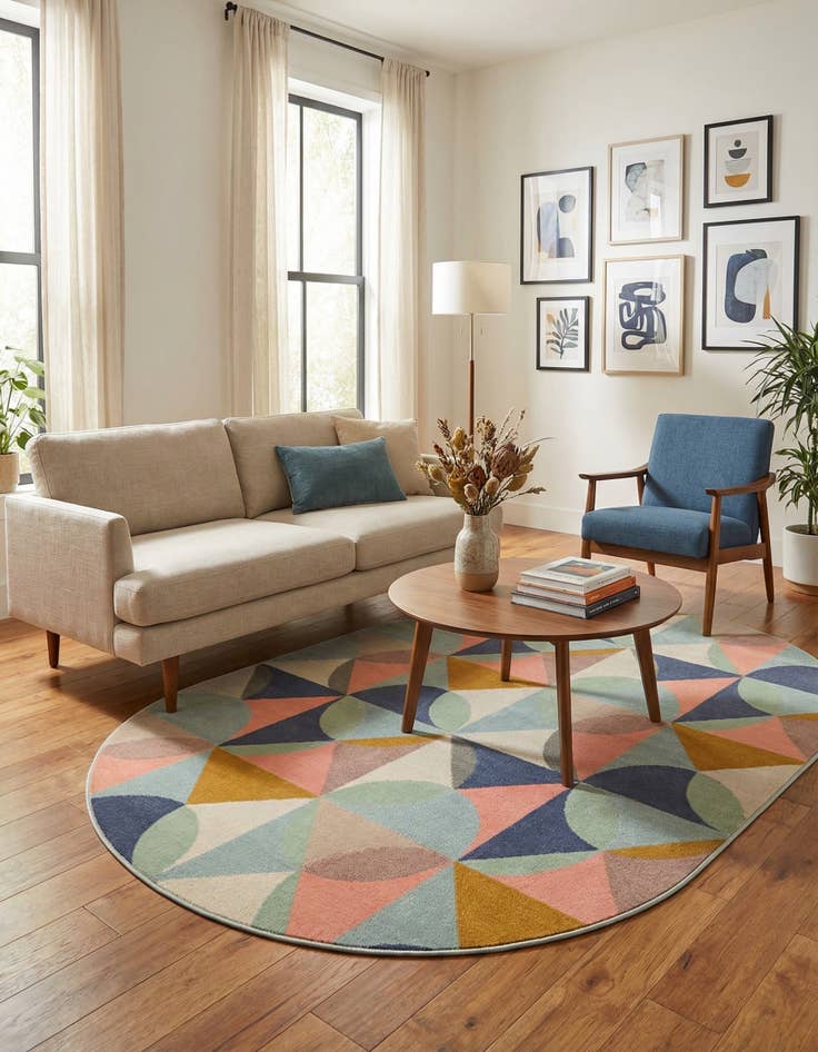 Detail image of 5' x 8' Lotus Oval Rug