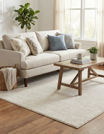 Ivory Solid Frieze Rug